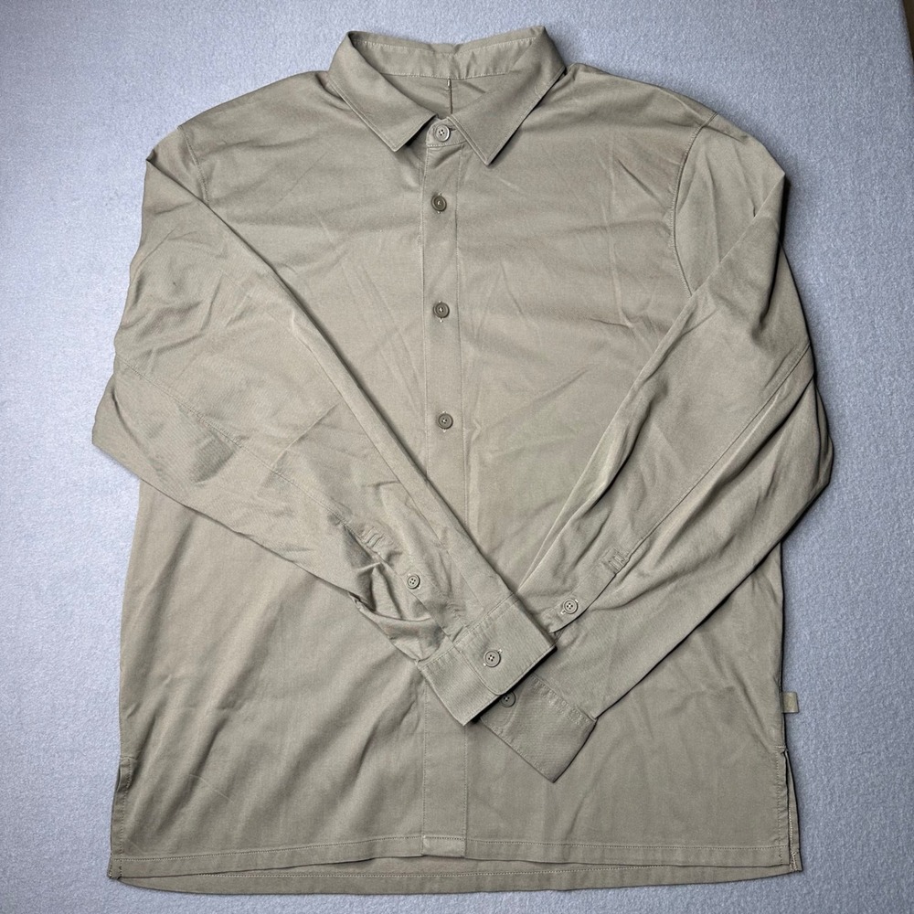 Lululemon Commission Long Sleeve Shirt XL Olive Green Button Down‎ Tech Fabric - Picture 2 of 8